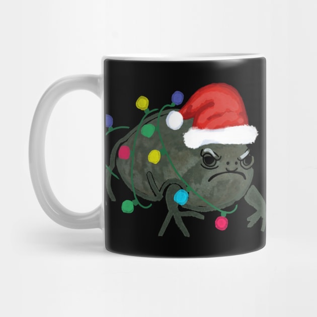 Black Desert Rain Frog Santa Hat Christmas Tree Lights by okpinsArtDesign